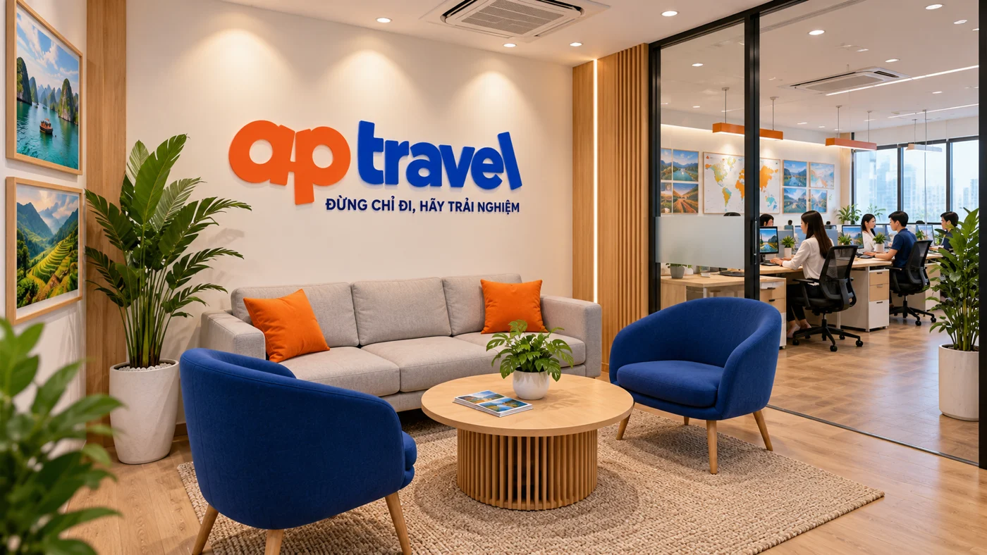 Phối cảnh phong cách sảnh văn phòng AP Travel